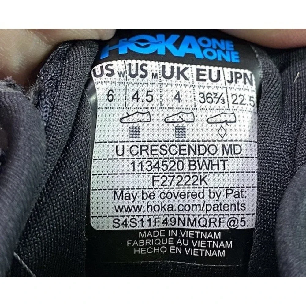 Hoka One One Unisex‎ Crescendo MD Running Sneaker Shoes, Black Men 4.5/Wom 6 EUC